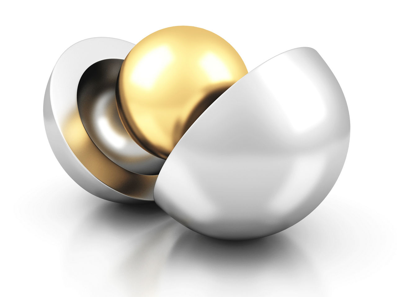 abstract business concept golden center sphere. 3d render illustration