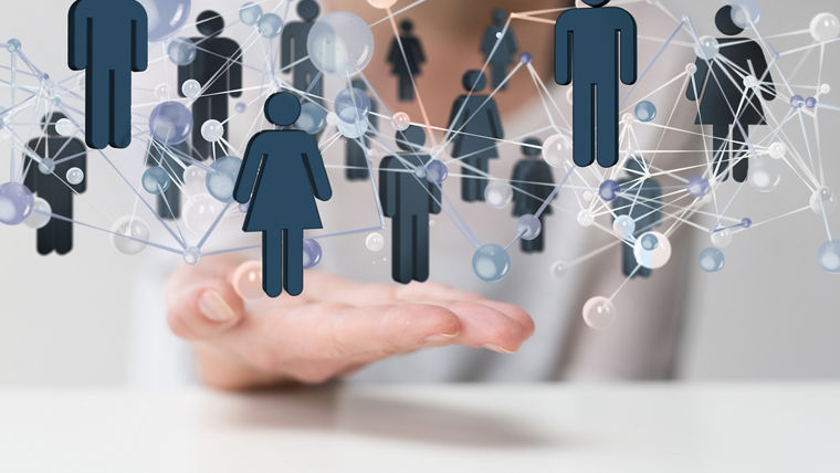 Hand with connected icons representing personalized access to polyurethane support and resources