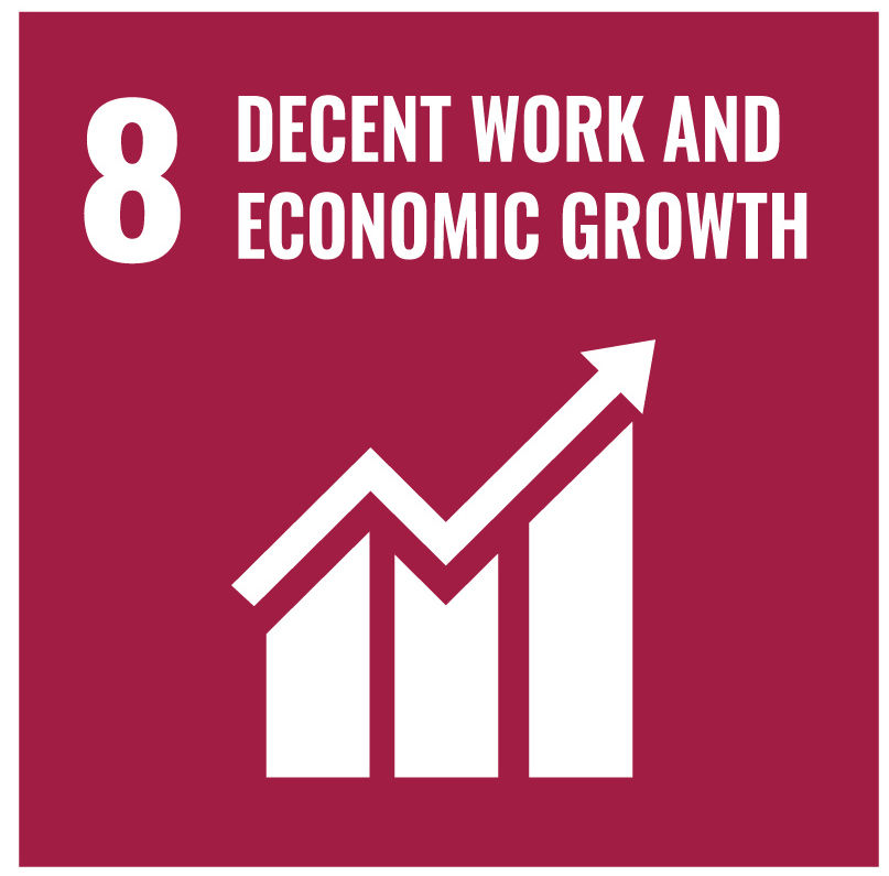 zeichen des SDG8: Menschenwürdige Arbeit und Wirtschaftswachstum
