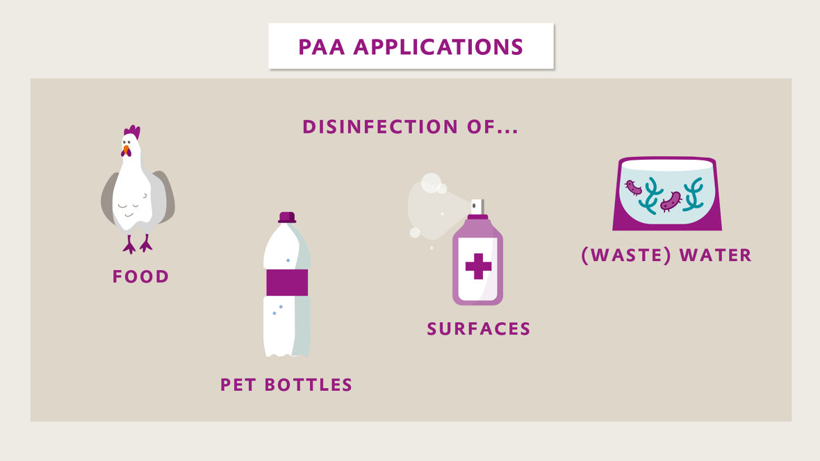 Peracetic acid can be used as a very effective oxidizing agent in a wide range of applications.