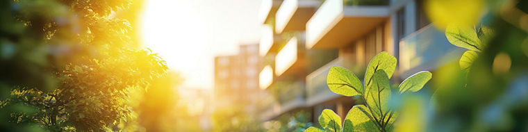 A co-housing project designed with eco-friendly materials, Urban planners design sustainable city, future-proof urban living