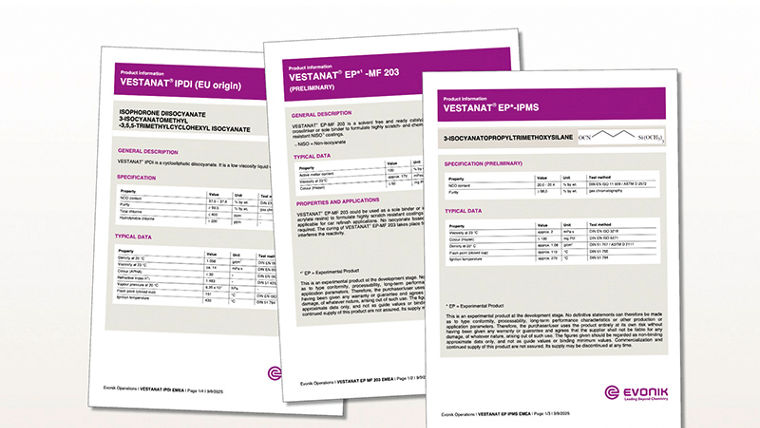 Evonik Crosslinkers Technical Data Sheets Portfolio
