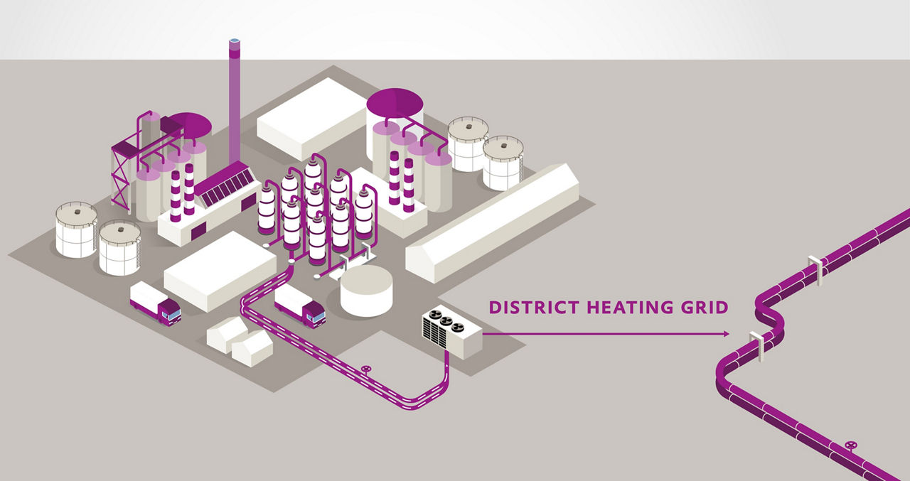 A graphic shows how the heat pump is connected.