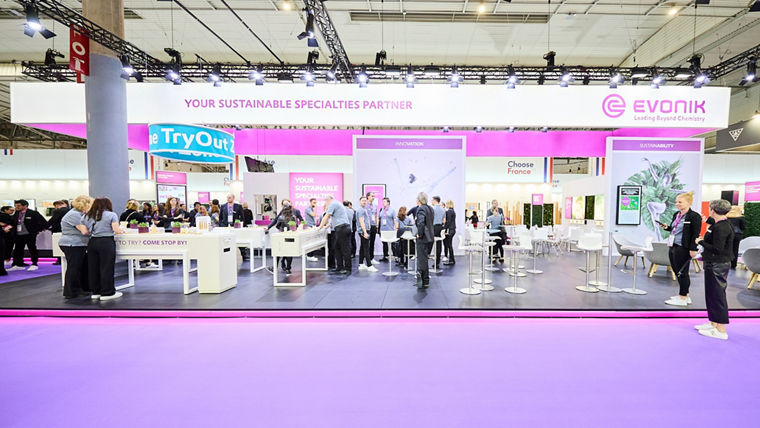 Evonik booth at in-cosmetics global trade show in Barcelona