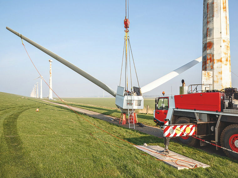 A dismantled wind turbine