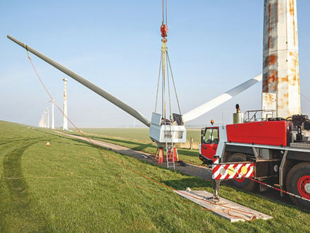 A dismantled wind turbine
