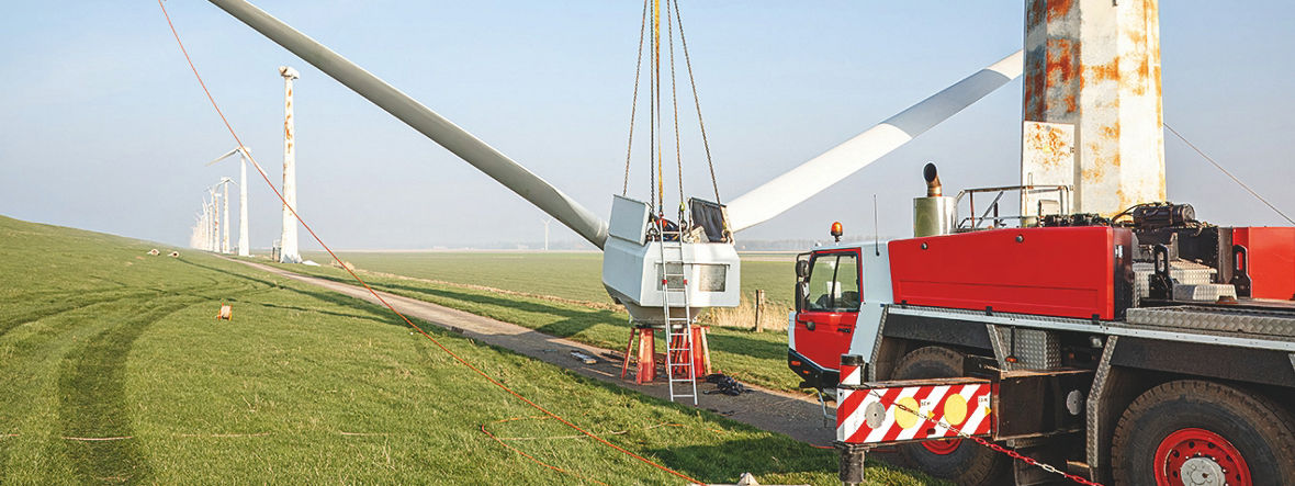 A dismantled wind turbine