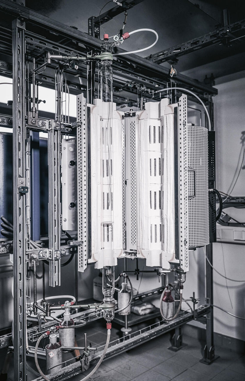 Ein Drehofen bei der Trocknung.