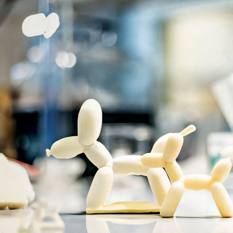 Yellow balloon dogs made of foam