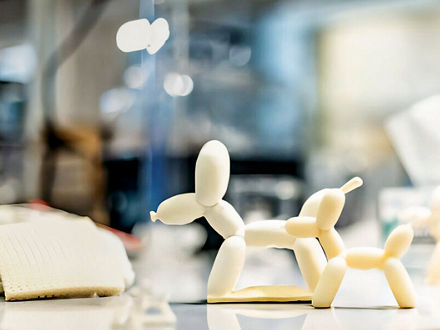 Yellow balloon dogs made of foam