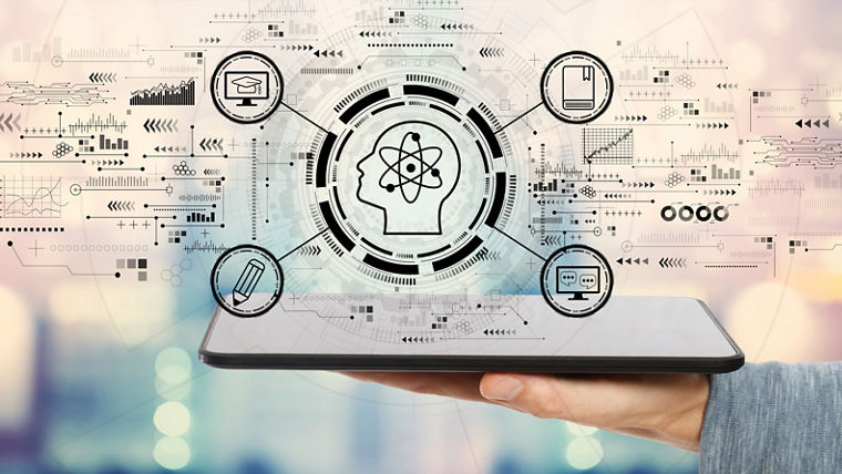 Tablet with digital learning icons representing expert insights from polyurethane machinery partners