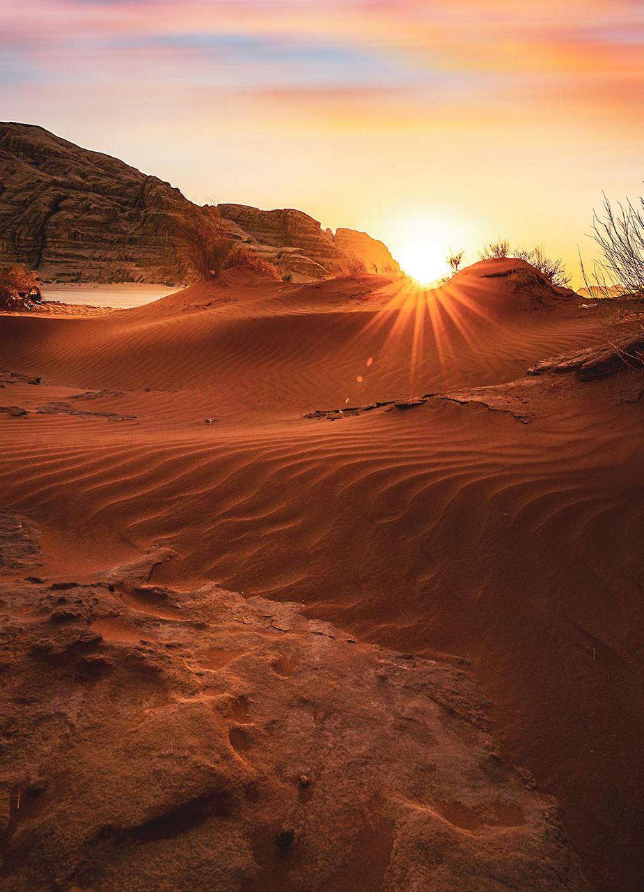 Coucher de soleil dans le Wadi Rum