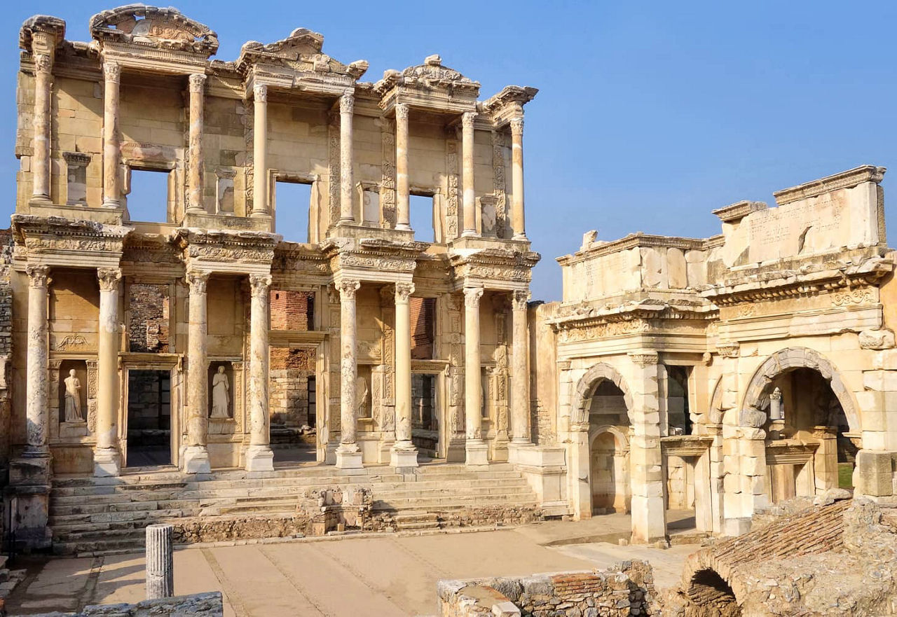 The ancient Roman site of Ephesus shines in the soft light