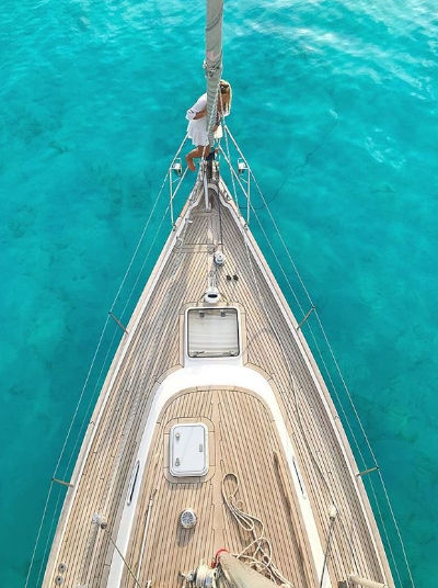 Yacht in the Turquoise Blue Water