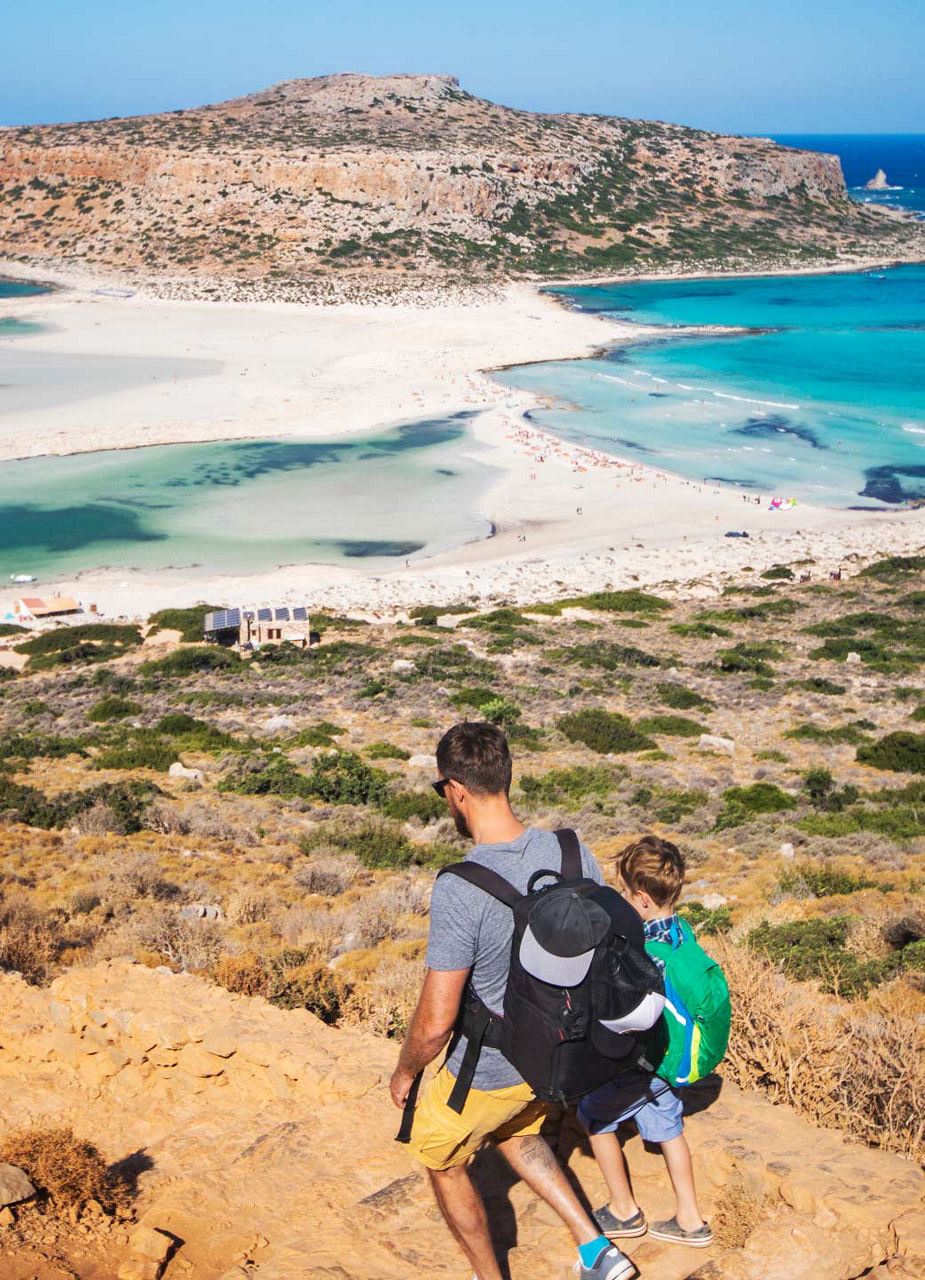 Hiking to beach