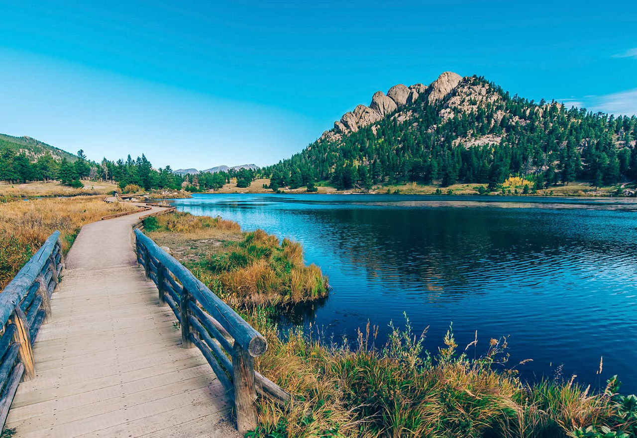 Hiking trail leads through beautiful natural landscape