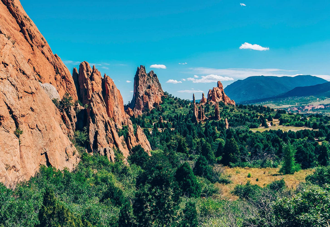 View of massive rock formations