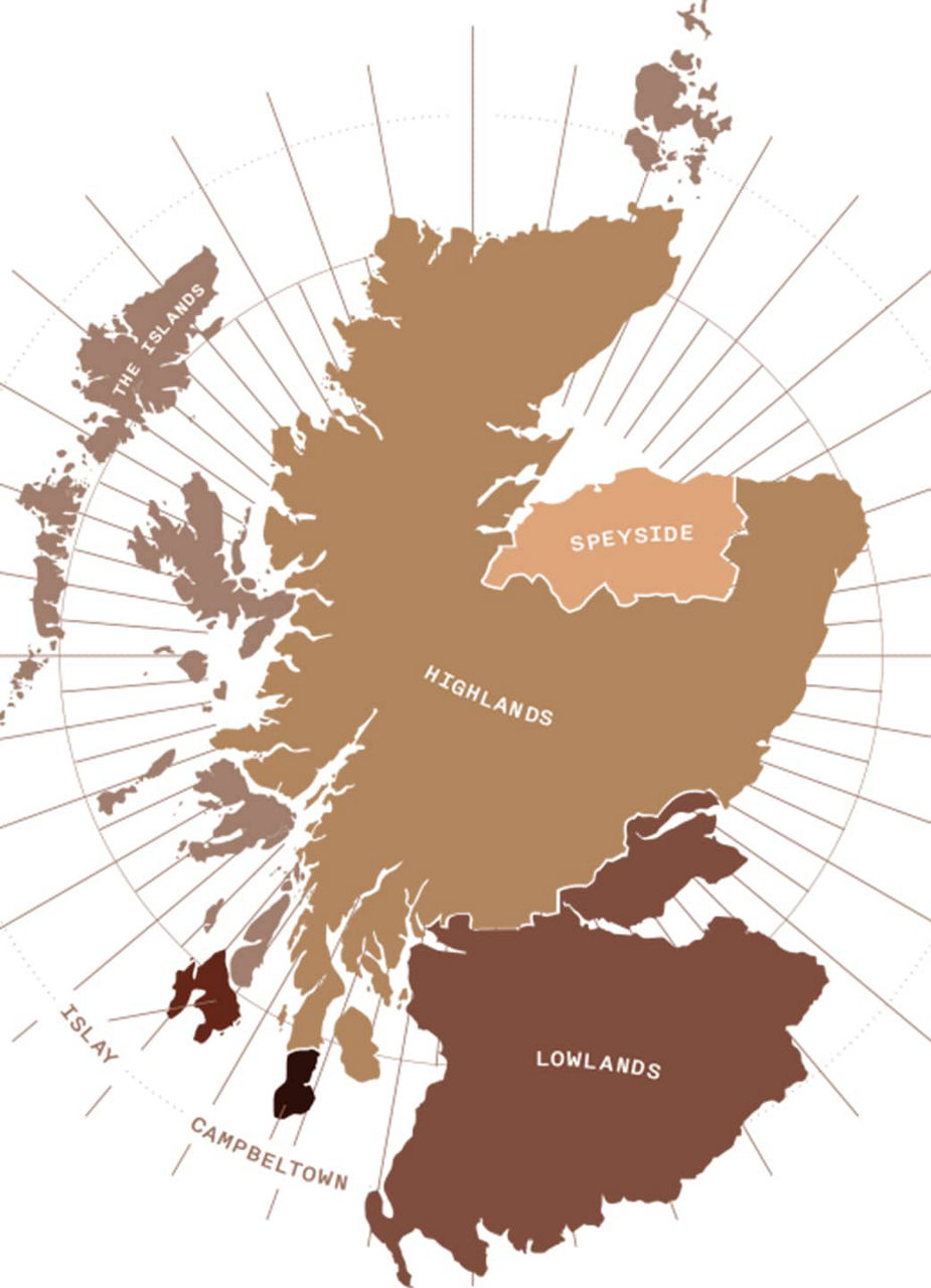 Map of Scotlands Whisky Regions 