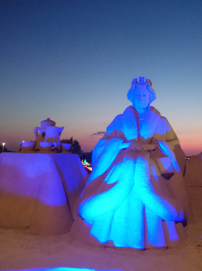 Sand sculpture by night