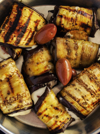 Filled Aubergines with Kalamata Olives