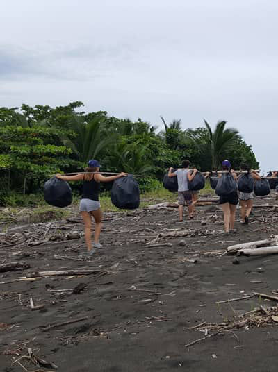 Beach cleaning in Pacuare, Costa Rica