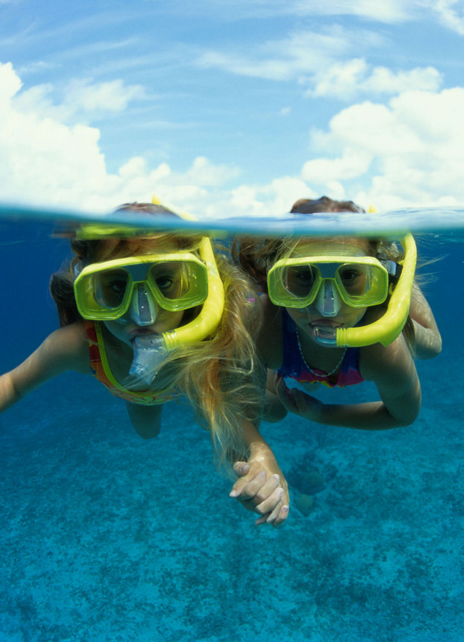 Two children snorkeling