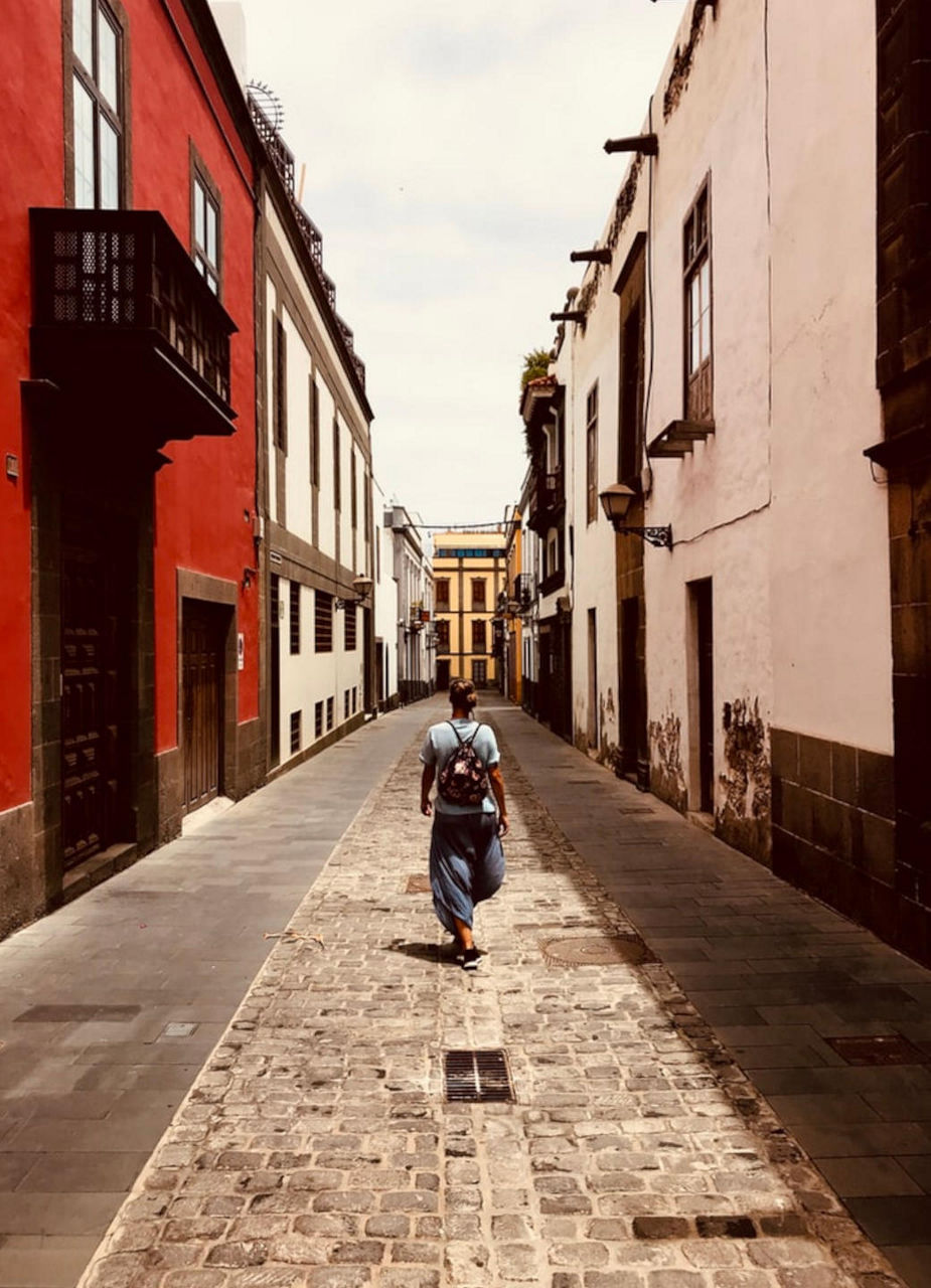 Woman Walking on Street
