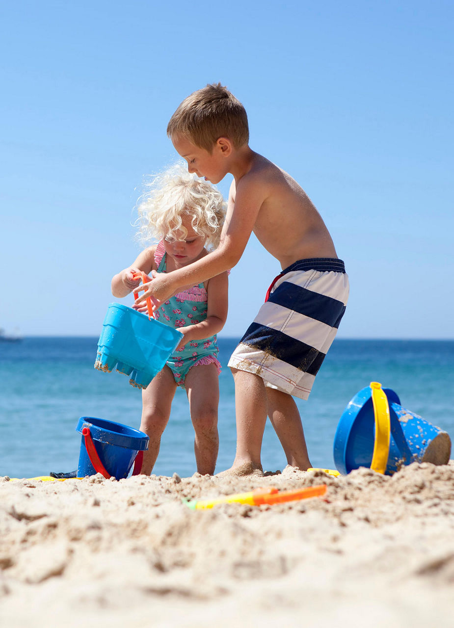 Kids playing at the beach