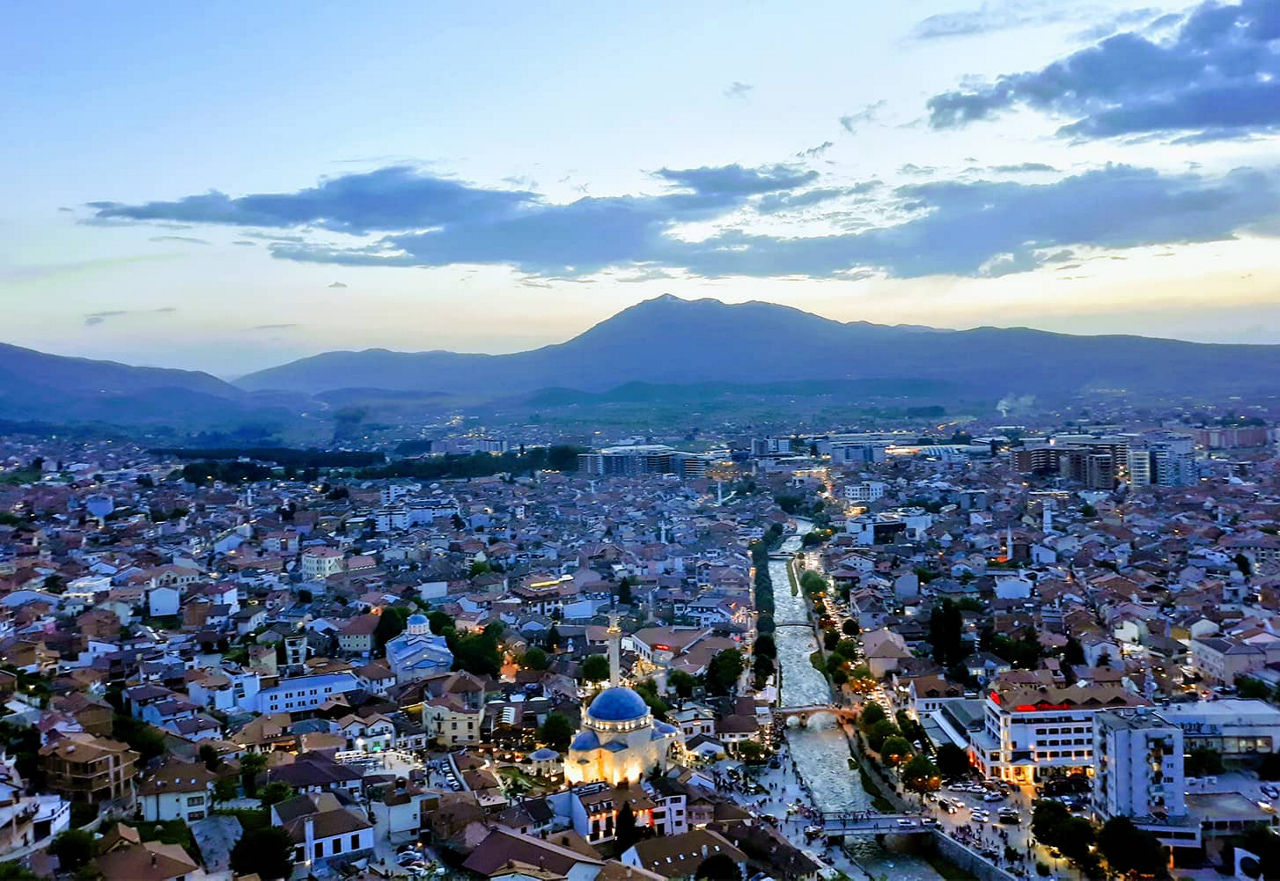 Vue aérienne de Pristina