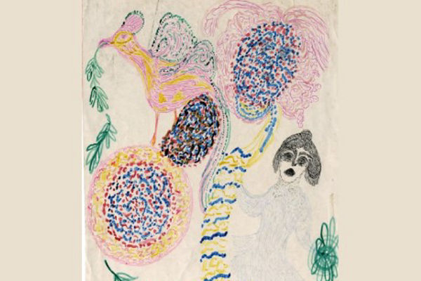 Figura i paó (tinta i llapis sobre paper) © Col·lecció Fundació Josefa Tolrà-Art Visionari. Font: la mateixa fundació