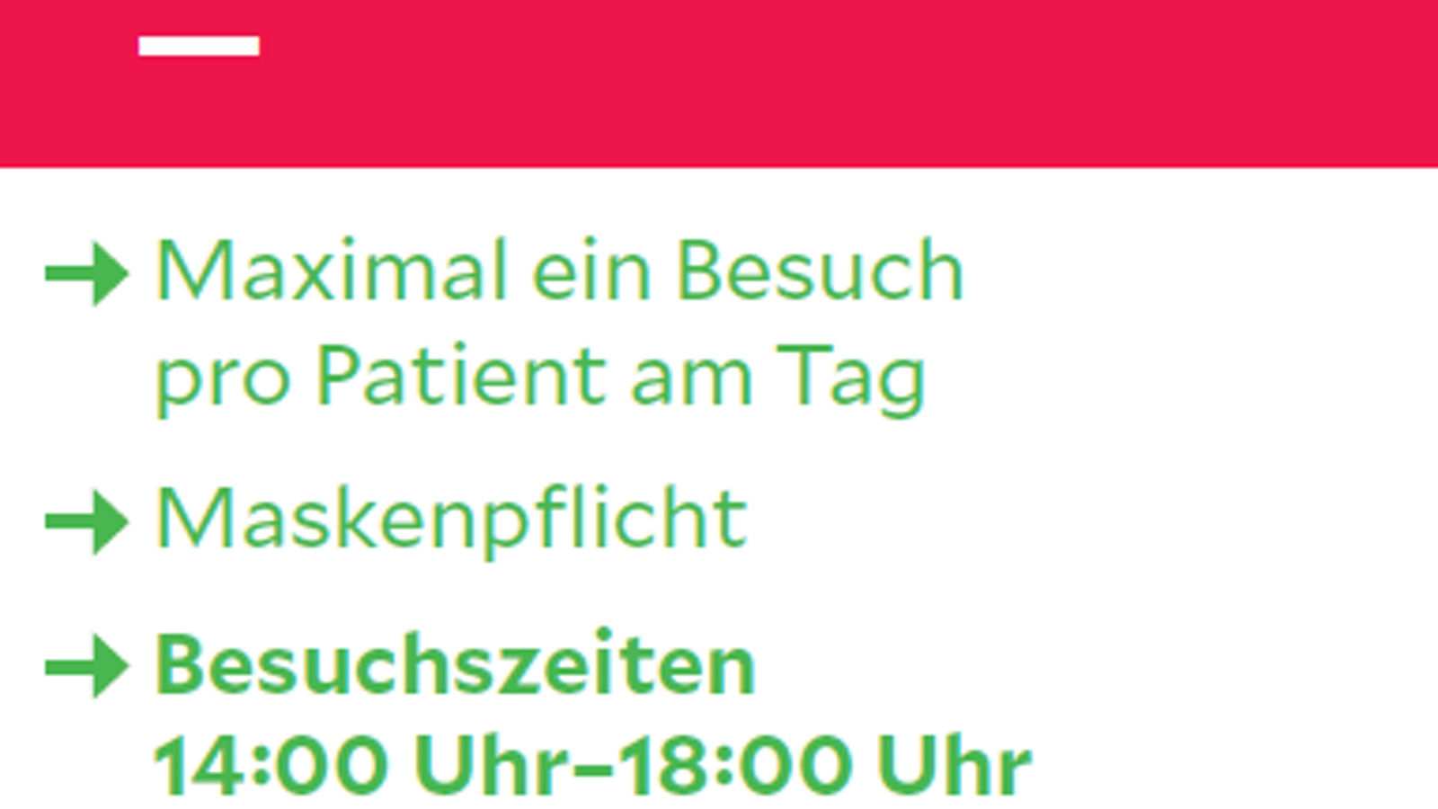Um die Gefahr einer Übertragung des Corona-Virus zu minimieren, gilt ab Freitag, 30. Oktober 2020, ein Besuchsverbot im Helios Klinikum Gotha.