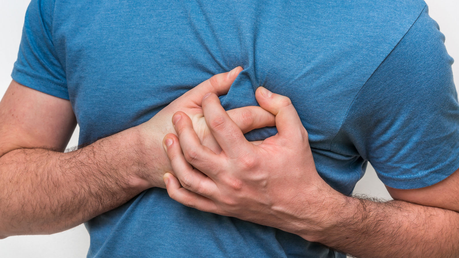 Man having chest pain, heart attack