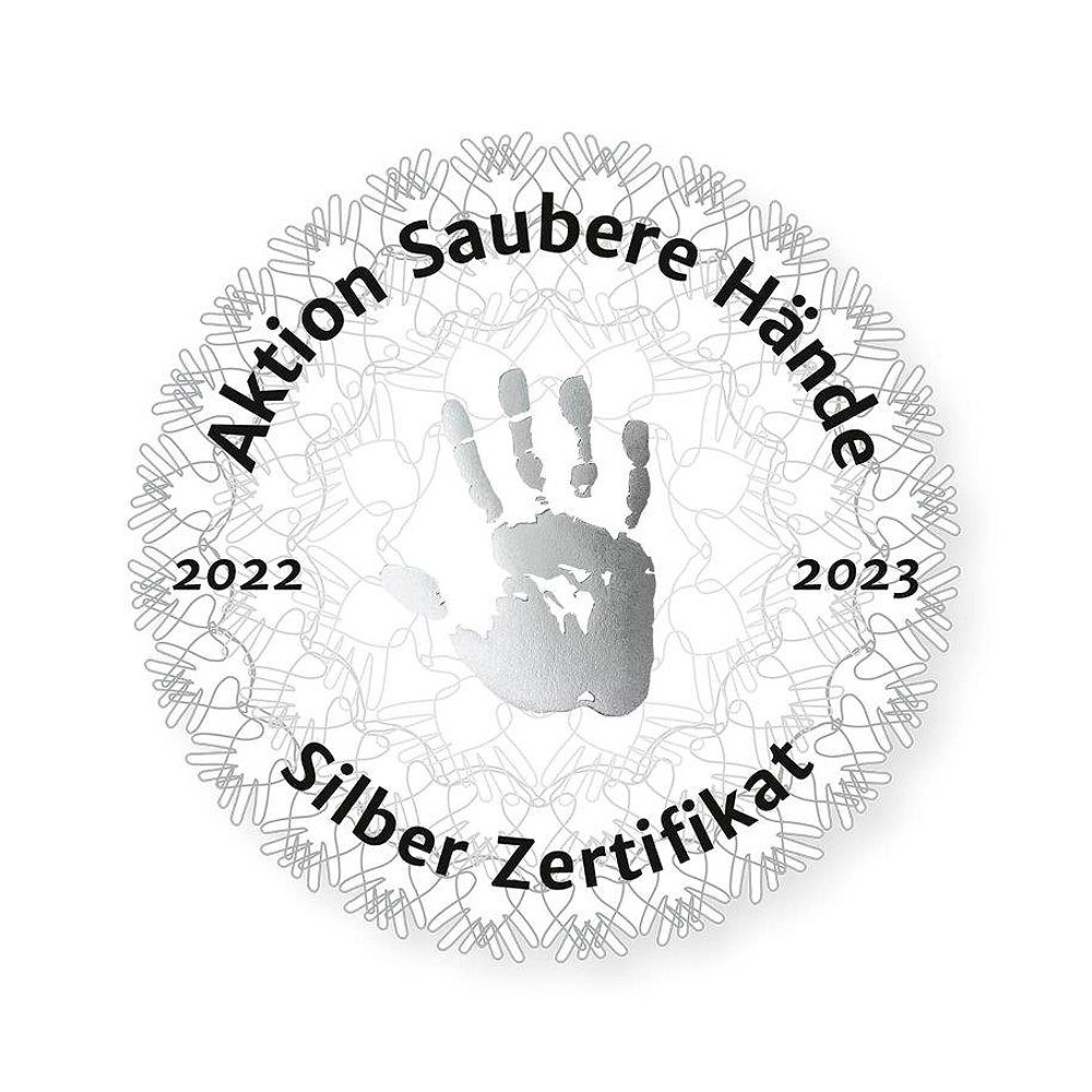 Logo - Silber Zertifikat - Aktion Saubere Hände 2022-2023