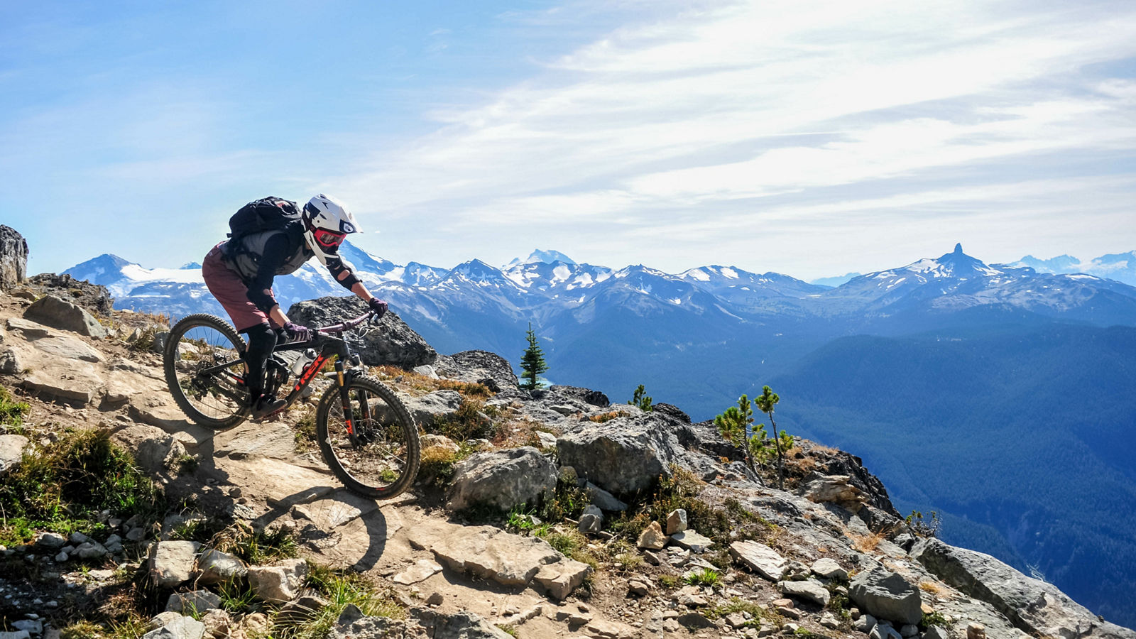 Mountain biking in Whistler, British Columbia Canada - Top of the world trail in the Whistler mountain bike park - September 2017