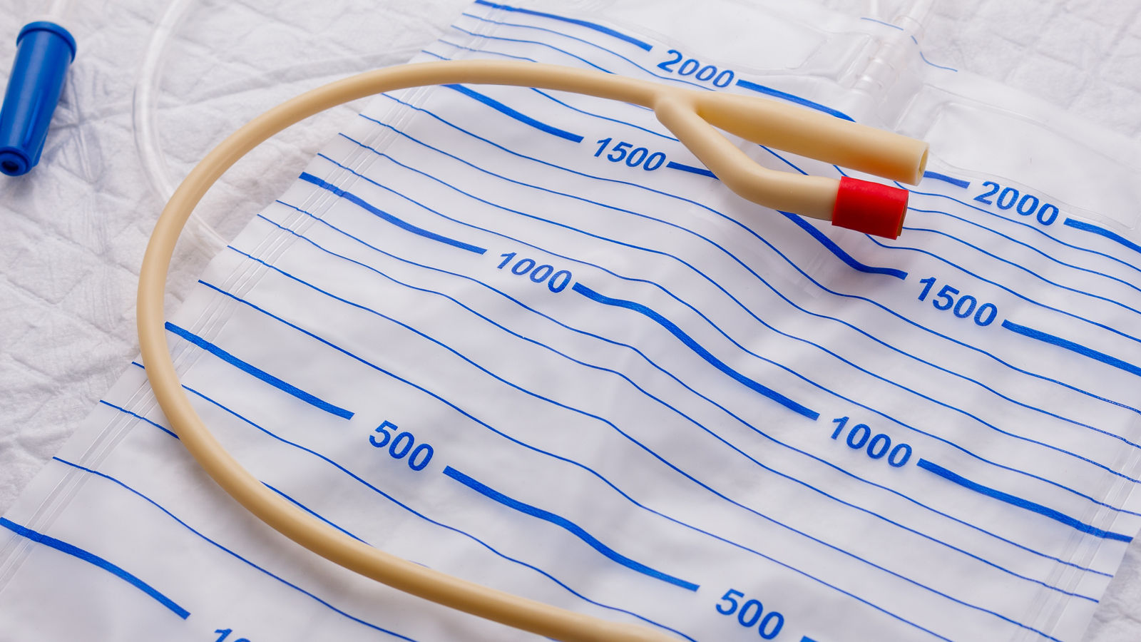 Urinary catheter on the package for urine