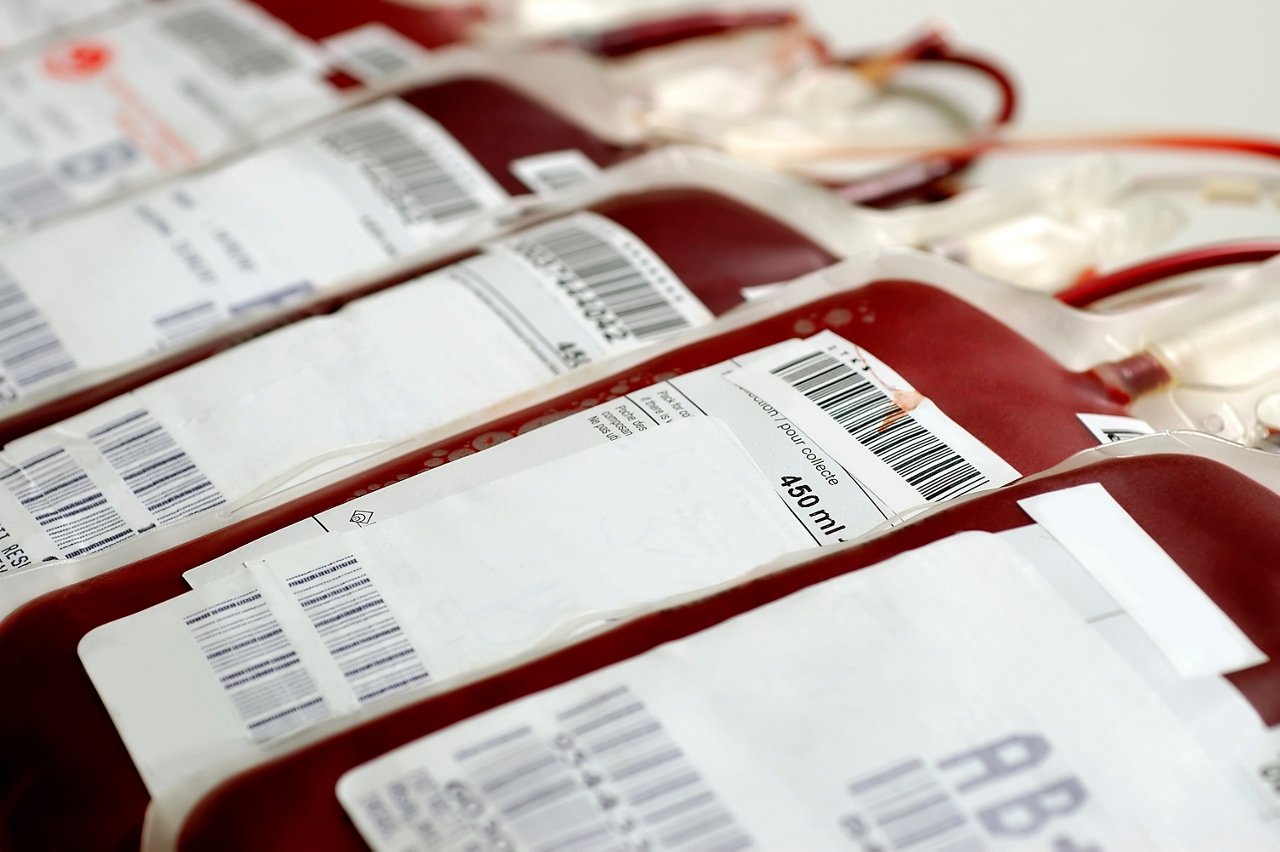 Human blood in storage