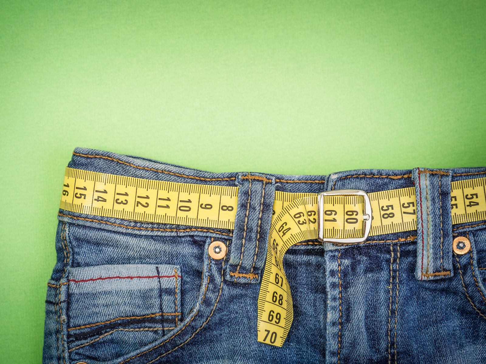 Jeans and measuring subject for weight loss
