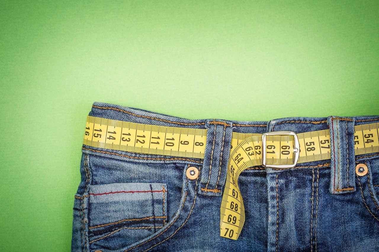 Jeans and measuring subject for weight loss