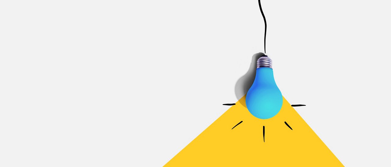 Hanging idea light bulb - Business concept - Flat lay