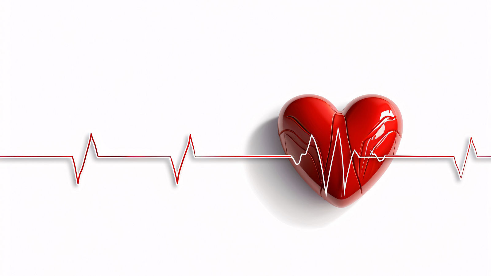 a red heart with a line of heartbeat