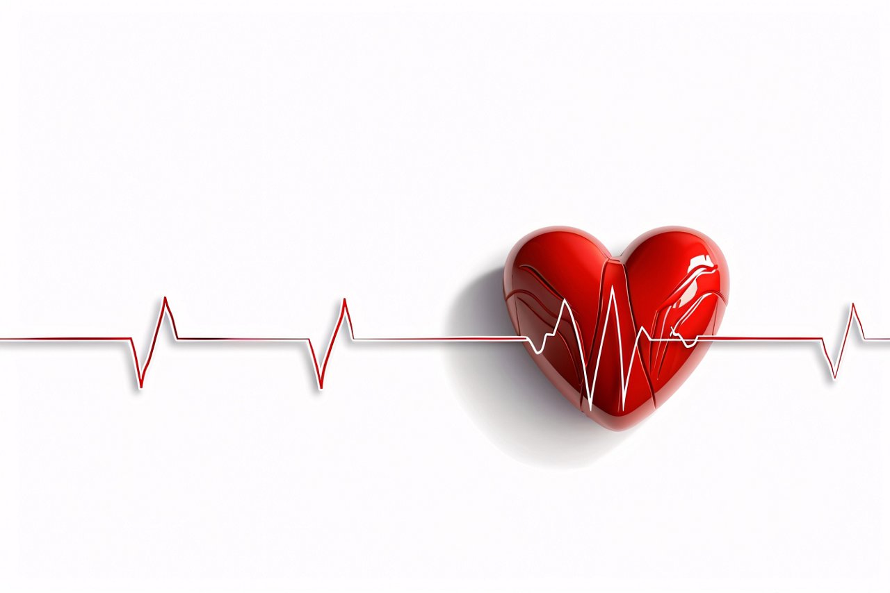 a red heart with a line of heartbeat