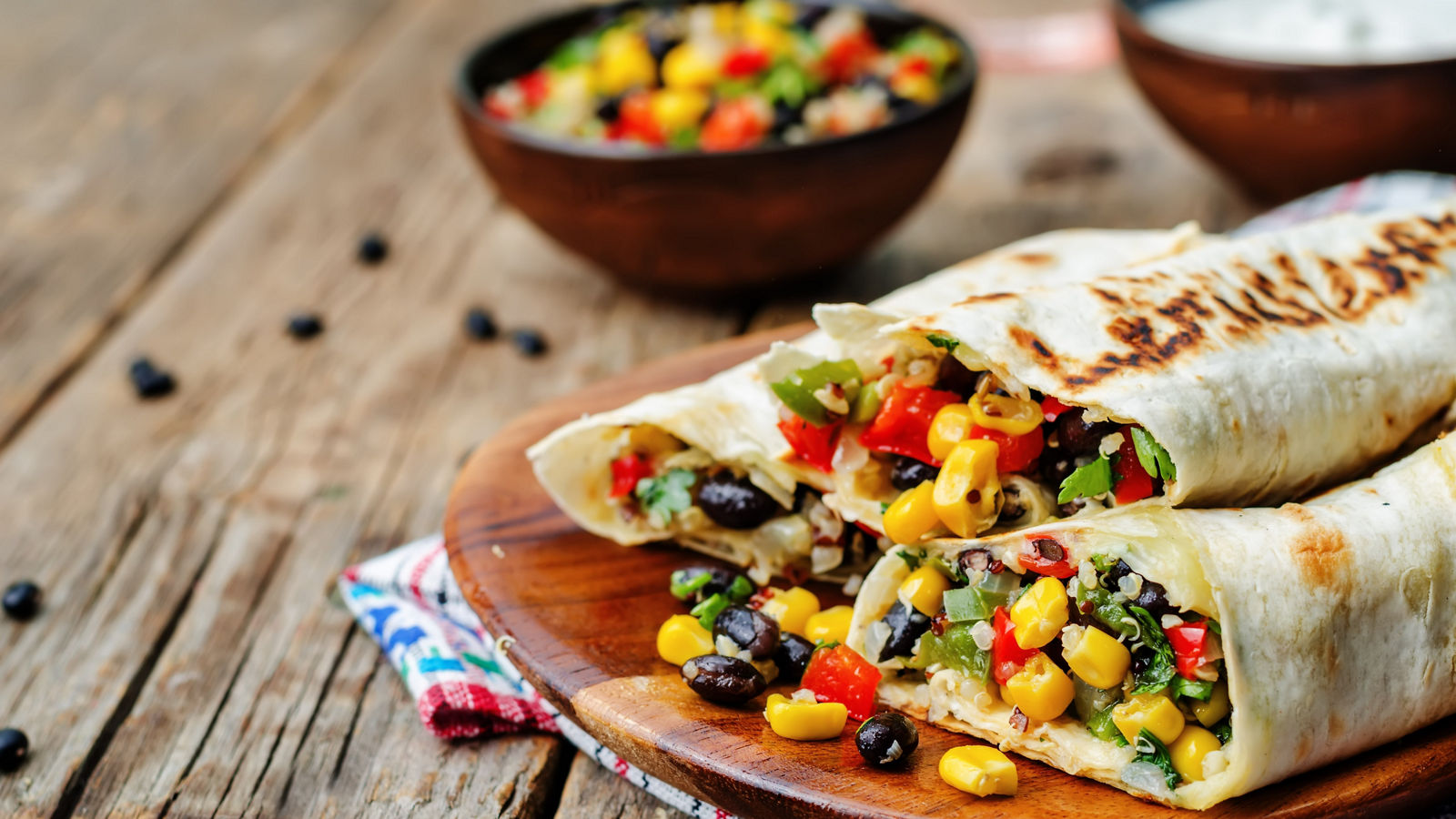 pepper corn black bean quinoa burritos