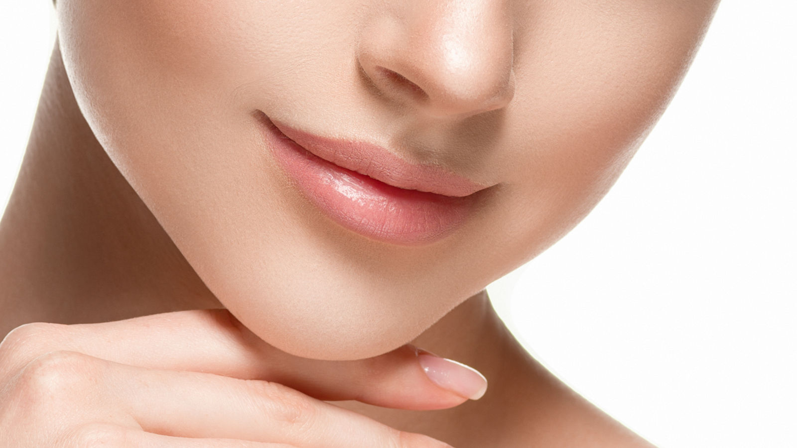 Woman lips chin neck beautiful skin age care