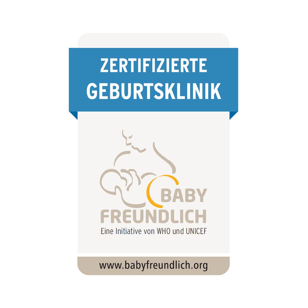 Logo- BFH I- Zertifizierte Geburtsklinik - Baby freundlich - Einen Initiative von WHO und UNICEF - www.babyfreundlich.org