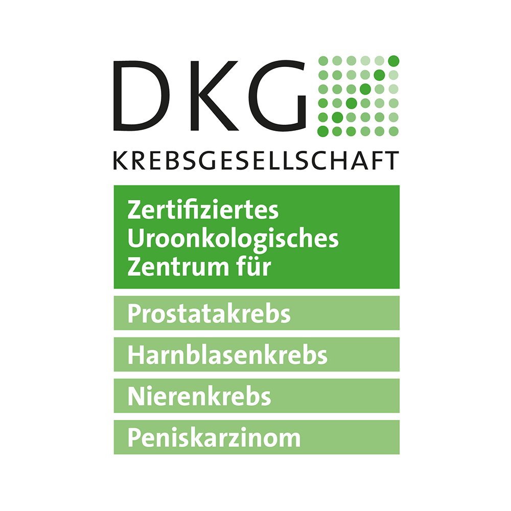 Logo - DKG - Krebsgesellschaft - Zertifiziertes Uroonkologisches Zentrum für Prostatakrebs, Harnblasenkrebs, Nierenkrebs, Peniskarzinom