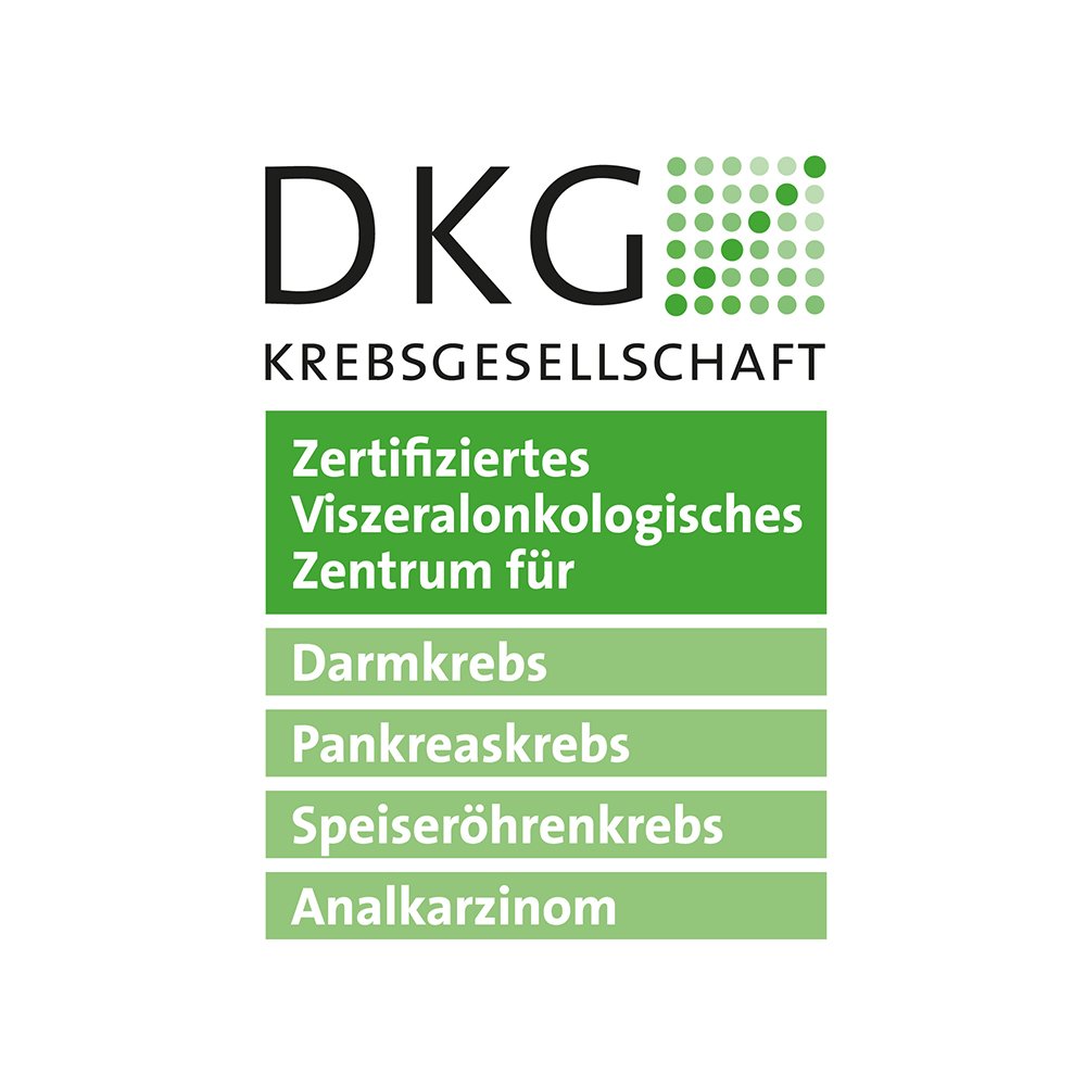 Logo - DKG - Deutsche Krebsgesellschaft - Zertifiziertes Viszeralonkologisches Zentrum für Darmkrebs, Pankreaskrebs, Speiseröhrenkrebs, Analkarzinom