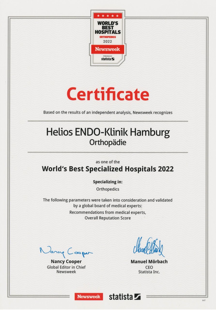 ENDO-Klinik wurde als eine der besten Klinikne der welt ausgezeichnet
