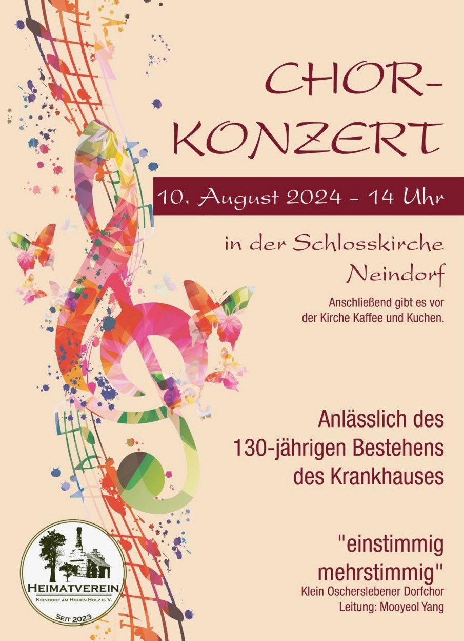 Chorkonzert in der Neindorfer Schlosskirche anlässlich des Jubiläums der Klinik.