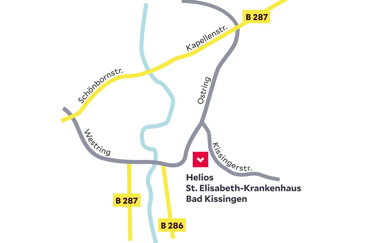 Anfartsskizze Helios St. Elisabeth-Krankenhaus Bad Kissingen