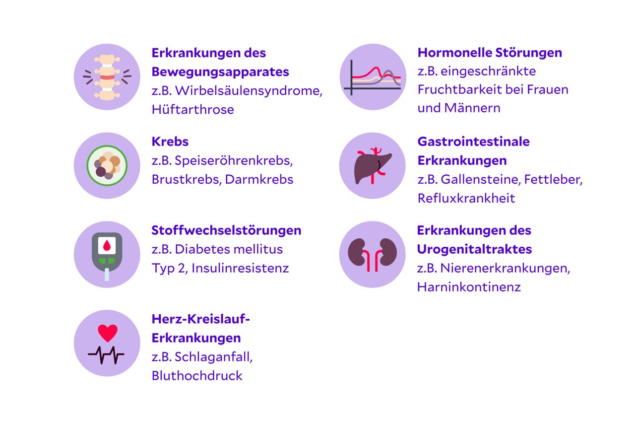 Adipositas - Grafik und Text Folgeerkrankungen